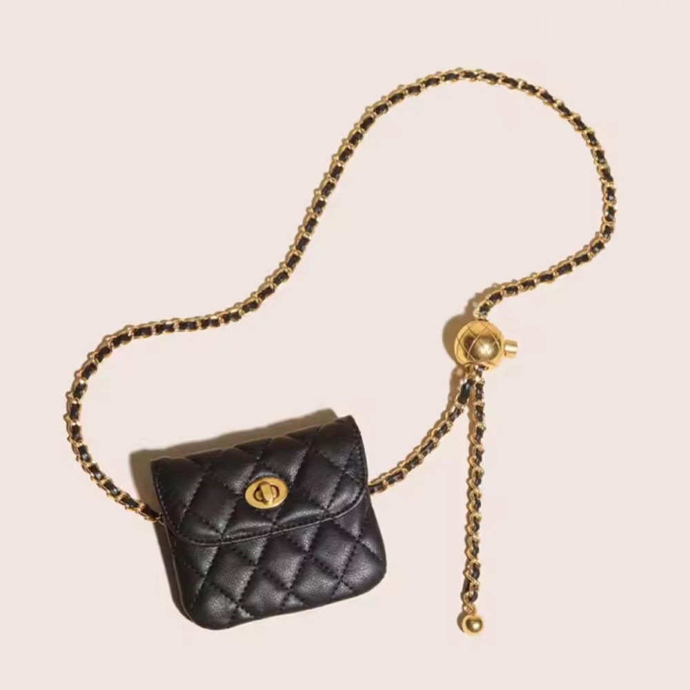 Black Quilted Chain Belt Bag - Picture 9 of 12